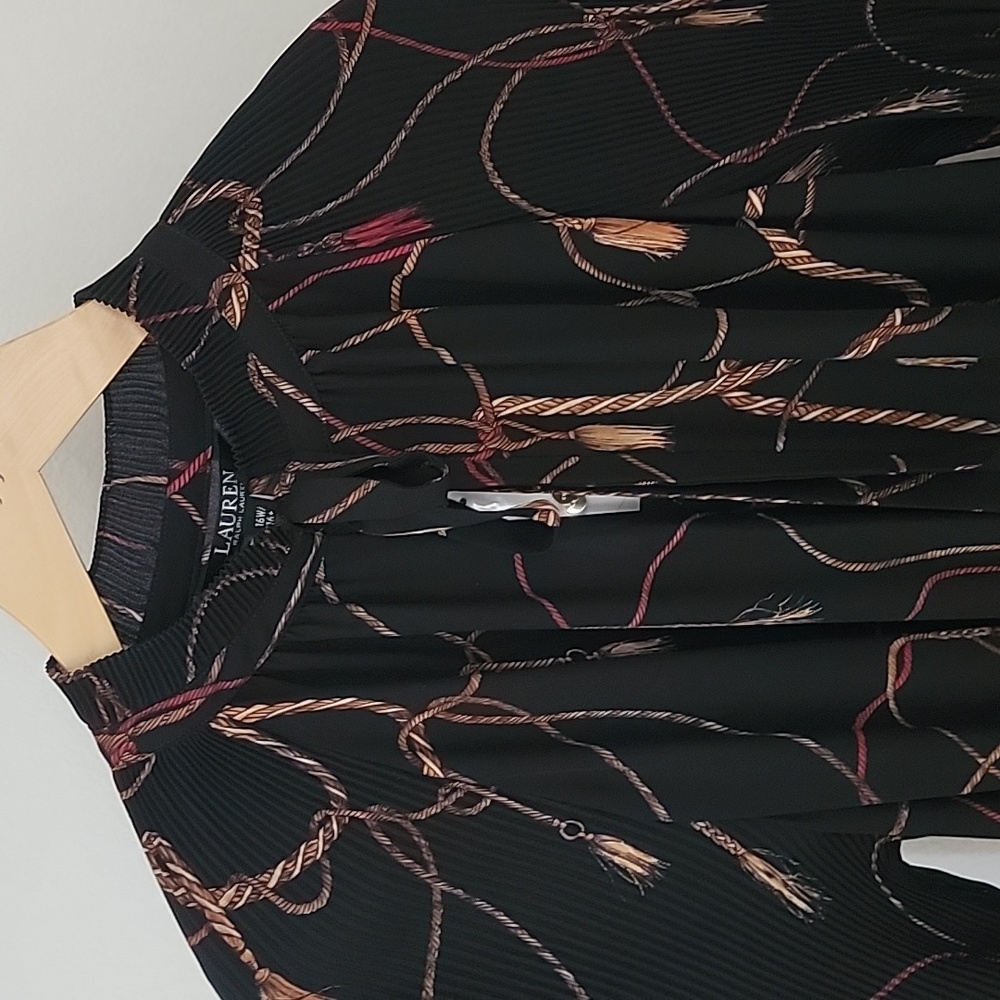 Tassel - print georgette Tie neck dress size 16W